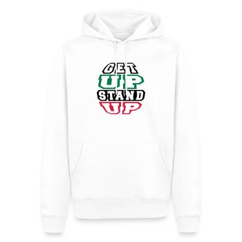 get up stand up - Sweat à capuche Premium bio Homme - blanc - Devant - Nico (187cm)