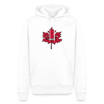 face maple leaf cool funny grin cheeky comic - Men’s Premium Organic Hoodie - white - Front - Nico (187cm)