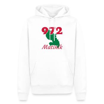 Martinique / 972 / Martiniquais / Martiniquaise - Sweat à capuche Premium bio Homme - blanc - Devant - Nico (187cm)