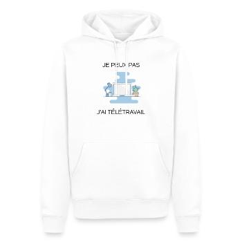 Je peux pas J'ai télétravail - Sweat à capuche Premium bio Homme - blanc - Devant - Nico (187cm)