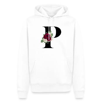 Buchstabe P blumig - Männer Premium Bio Hoodie - Weiß - Vorne - Nico (187cm)