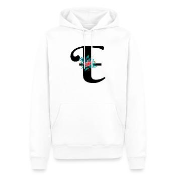 lettre E fleuris - Sweat à capuche Premium bio Homme - blanc - Devant - Nico (187cm)