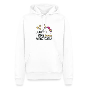 Licorne Vous êtes magique - Sweat à capuche Premium bio Homme - blanc - Devant - Nico (187cm)