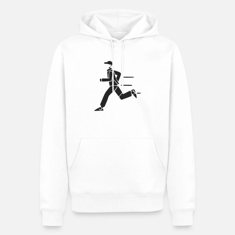 Der Joggingläufer - Männer Premium Bio Hoodie - Weiß