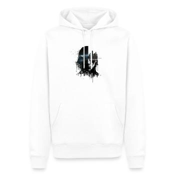 Cyberspace Hackerin in dystopischer Zukunft - Männer Premium Bio Hoodie - Weiß - Vorne - Nico (187cm)