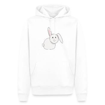 lapin doux, blanc, gras, Pâques - Sweat à capuche Premium bio Homme - blanc - Devant - Nico (187cm)