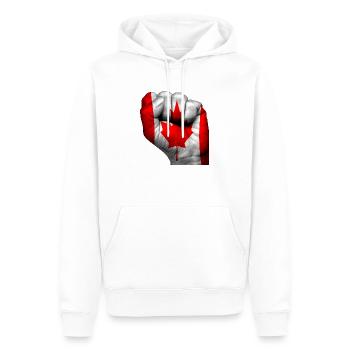 poing fermé avec le drapeau canadien peint dessus - Sweat à capuche Premium bio Homme - blanc - Devant - Nico (187cm)