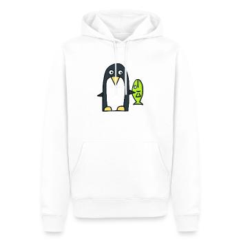 Pingouin avec du poisson - Sweat à capuche Premium bio Homme - blanc - Devant - Nico (187cm)
