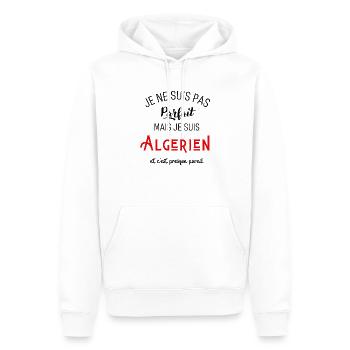 Pas parfait mais algérien - Sweat à capuche Premium bio Homme - blanc - Devant - Nico (187cm)