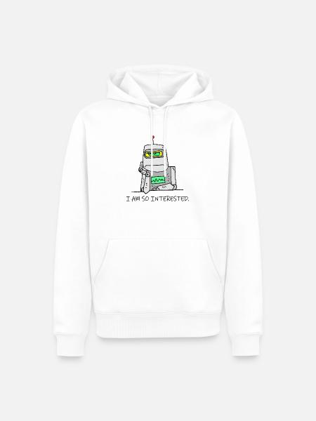 Interested Robot Funny Moody Bored Cartoon Joke - Men’s Premium Organic Hoodie - white