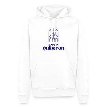 Made in Quiberon Bretagne Morbihan 56 bzh - Sweat à capuche Premium bio Homme - blanc - Devant - Nico (187cm)