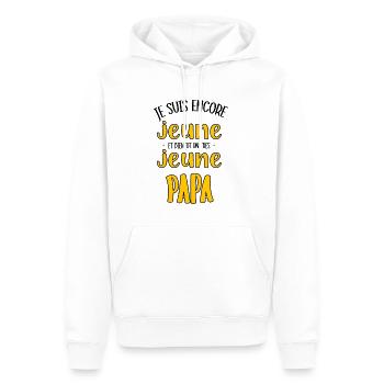 Soon to be a very young dad - Men’s Premium Organic Hoodie - white - Front - Nico (187cm)