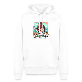 Cute toca girl - Personnage de jeu avec chat et chien - Sweat à capuche Premium bio Homme - blanc - Devant - Nico (187cm)