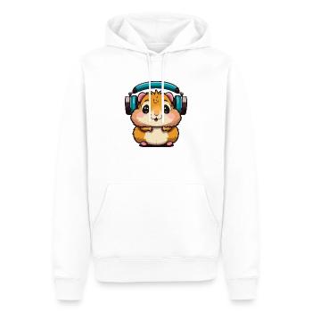 Süßer Hamster, der Kopfhörer trägt, DJ-Hamster - Männer Premium Bio Hoodie - Weiß - Vorne - Nico (187cm)