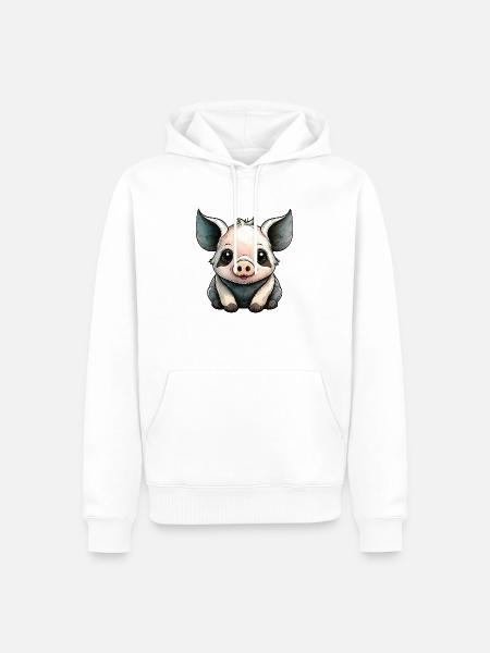 Petit Cochon Sauvage - Sweat à capuche Premium bio Homme - blanc