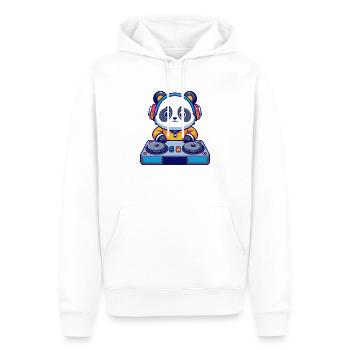 Panda DJ - Männer Premium Bio Hoodie - Weiß - Vorne - Nico (187cm)