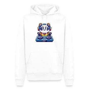 Panda DJ - Männer Premium Bio Hoodie - Weiß - Vorne - Nico (187cm)
