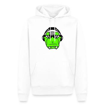 Cool DJ dinosaure T-Rex visage Musique de fête - Sweat à capuche Premium bio Homme - blanc - Devant - Nico (187cm)