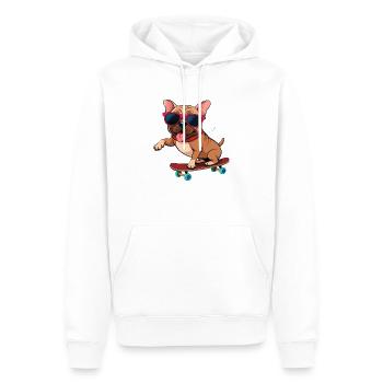 Chien cool en action - Sweat à capuche Premium bio Homme - blanc - Devant - Nico (187cm)
