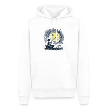 Silhouette de pêcheur à la pleine lune - Sweat à capuche Premium bio Homme - blanc - Devant - Nico (187cm)
