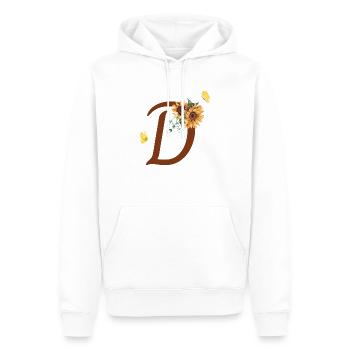 Lettre d tournesol papillon - Sweat à capuche Premium bio Homme - blanc - Devant - Nico (187cm)