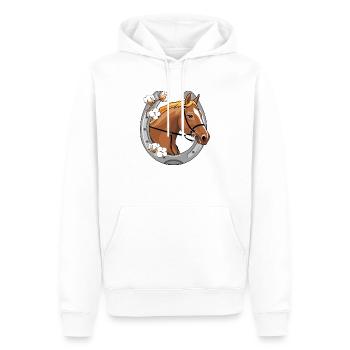 Tête de cheval avec une crinière rouge dans un cadre - Sweat à capuche Premium bio Homme - blanc - Devant - Nico (187cm)