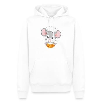 Cute peeking chef mouse with a croissant - Men’s Premium Organic Hoodie - white - Front - Nico (187cm)
