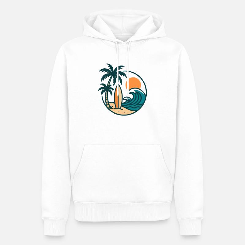 Planche de surf de l’île - Sweat à capuche Premium bio Homme - blanc
