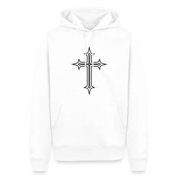 Kreuz - Männer Premium Bio Hoodie - Weiß - Vorne - Nico (187cm)