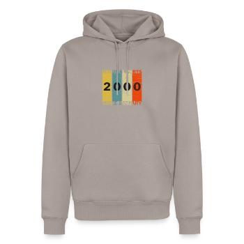 Born In January 2000 Funny Birthday Retro Quote - Men’s Premium Organic Hoodie - taupe - Front - Nico (187cm)