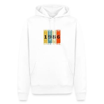 Né en avril 1986 Drôle d’anniversaire Retro Citation - Sweat à capuche Premium bio Homme - blanc - Devant - Nico (187cm)