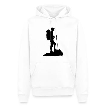 Wanderfreude - Randonneurs sur un belvédère - Sweat à capuche Premium bio Homme - blanc - Devant - Nico (187cm)