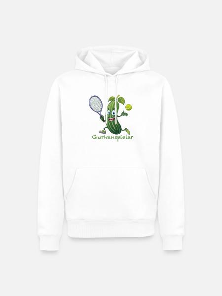lachende gurke, tennis, gurkenspieler, gurke - Männer Premium Bio Hoodie - Weiß