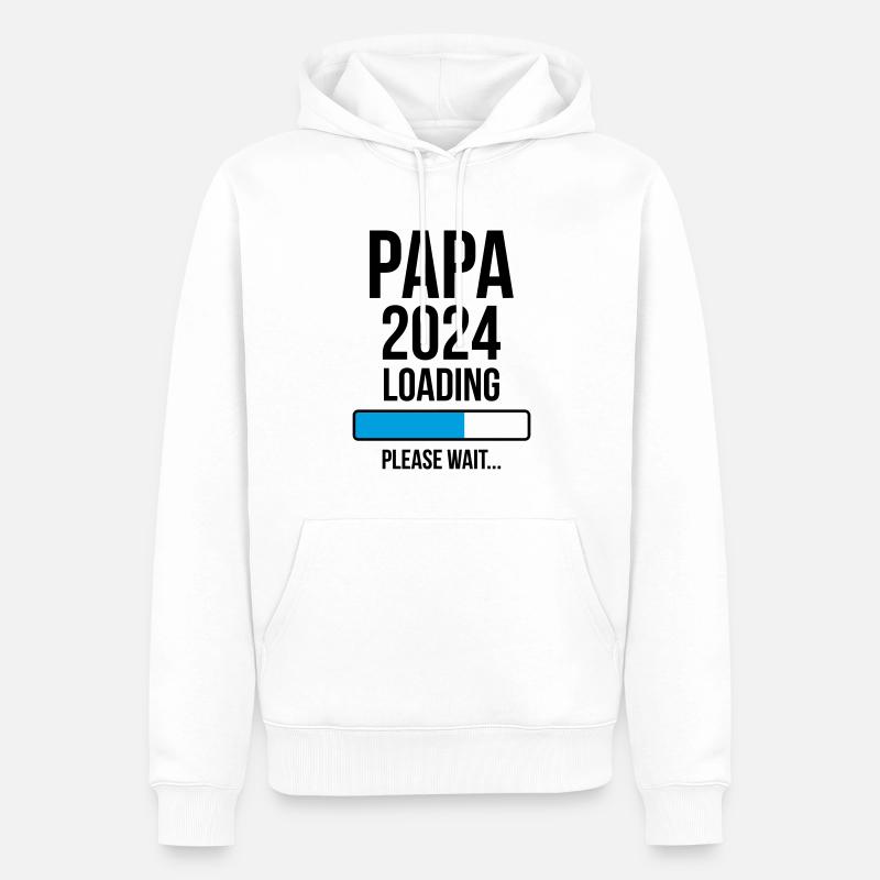 Papa 2024 Loading Bitte warten... - Männer Premium Bio Hoodie - Weiß