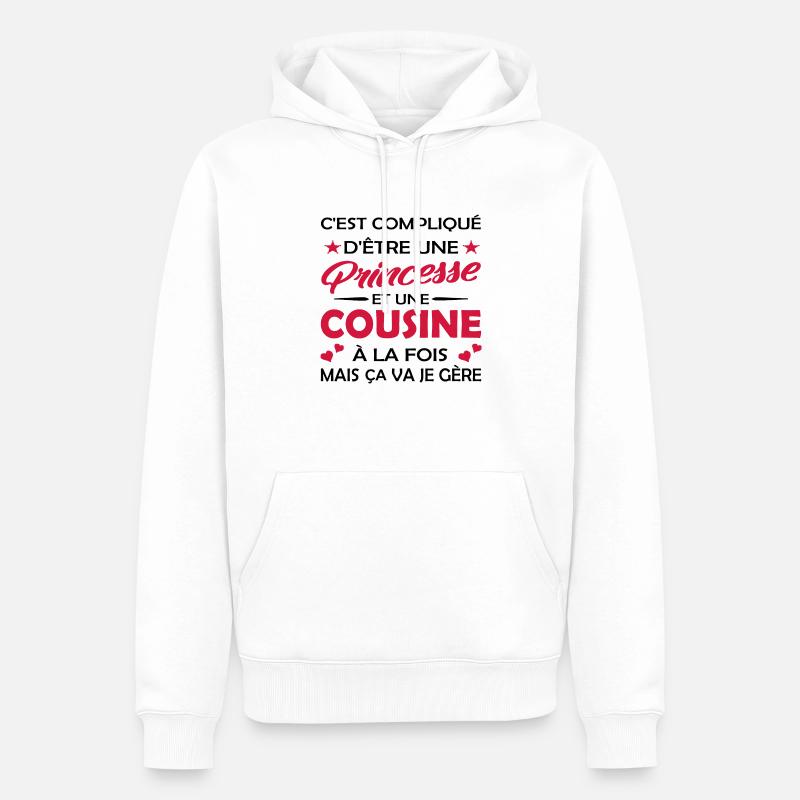 princesse et cousine à la fois - Sweat à capuche Premium bio Homme - blanc