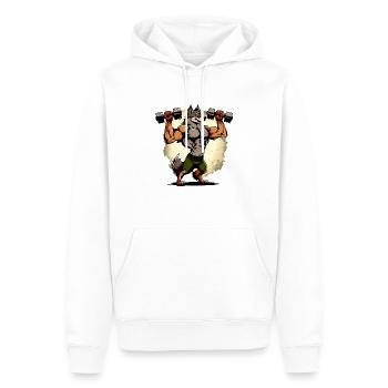 Kikou the muscular wolf - Men’s Premium Organic Hoodie - white - Front - Nico (187cm)
