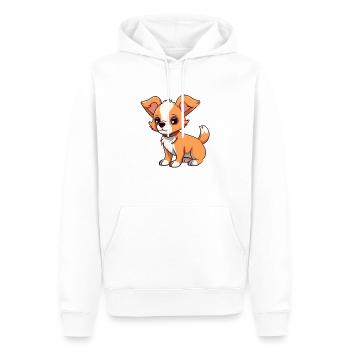 Chiot mignon avec de grands yeux - Sweat à capuche Premium bio Homme - blanc - Devant - Nico (187cm)