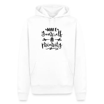Make Yourself a Priority - Männer Premium Bio Hoodie - Weiß - Vorne - Nico (187cm)