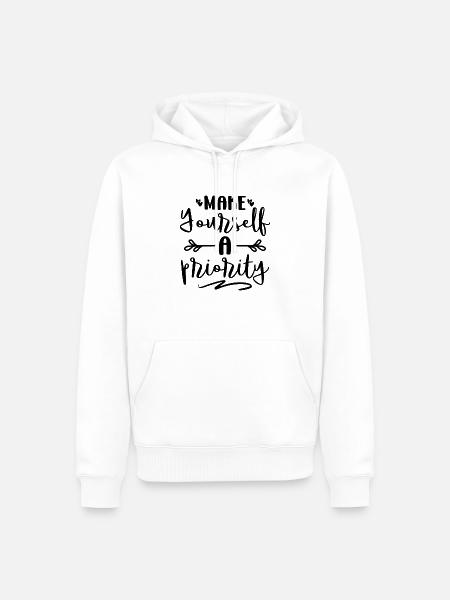 Make Yourself a Priority - Männer Premium Bio Hoodie - Weiß