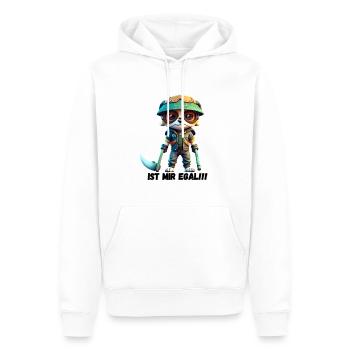 Egal? Gleichgültig? Vertreiben Sie die Bad Vibes - Männer Premium Bio Hoodie - Weiß - Vorne - Nico (187cm)
