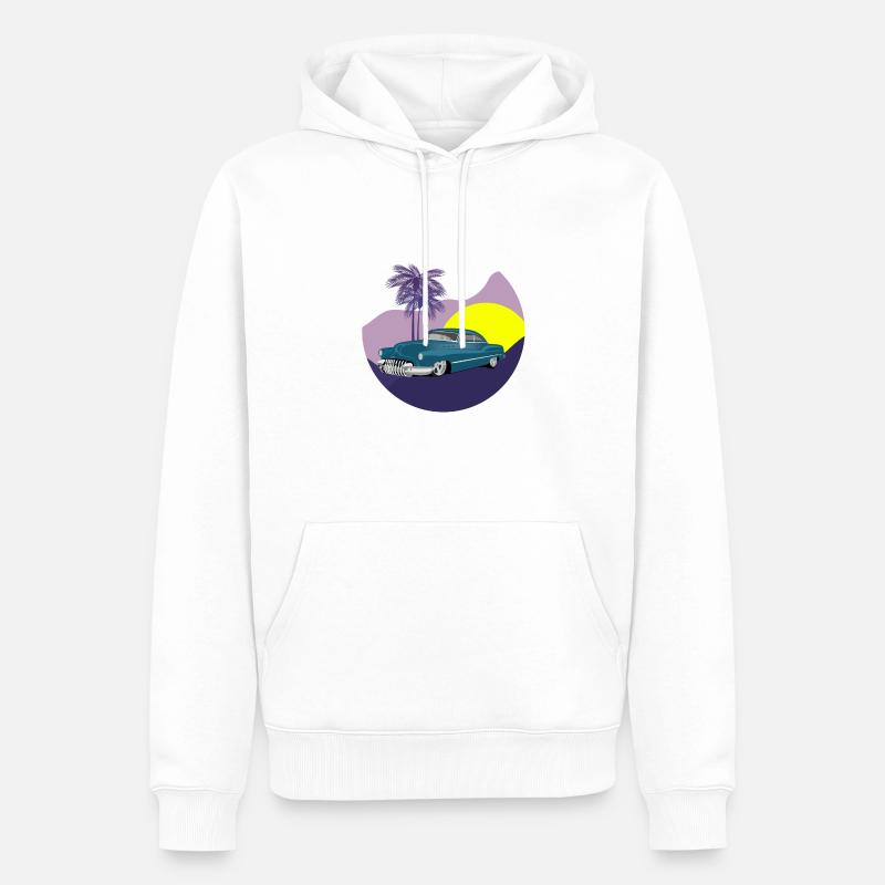 Oldtimer in Nachtlandschaft - Männer Premium Bio Hoodie - Weiß