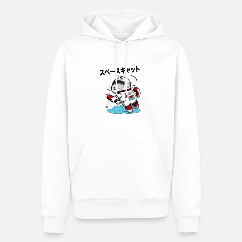 SPACE CAT JAPANISCH - Männer Premium Bio Hoodie - Weiß
