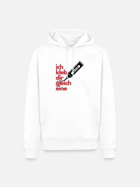 Ich kleb Dir gleich eine - Männer Premium Bio Hoodie - Weiß