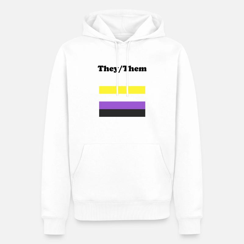 Drapeau non binaire qu’ils eux - Sweat à capuche Premium bio Homme - blanc