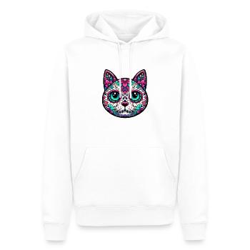 Crâne en sucre de chat coloré - Sweat à capuche Premium bio Homme - blanc - Devant - Nico (187cm)
