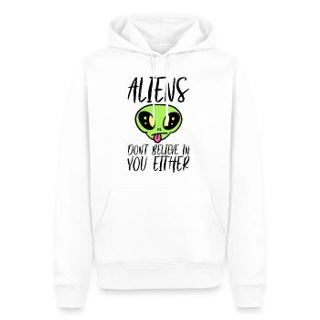 Les extraterrestres ne croient pas en vous non plus - Sweat à capuche Premium bio Homme - blanc - Devant - Nico (187cm)