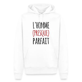 l'homme presque parfait - Sweat à capuche Premium bio Homme - blanc - Devant - Nico (187cm)