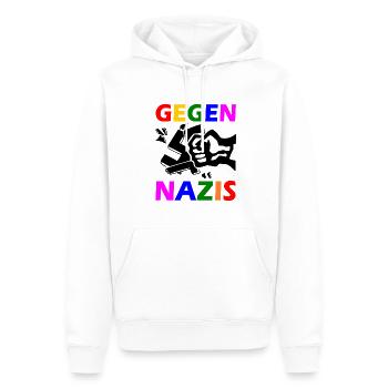 Gegen nazis - Männer Premium Bio Hoodie - Weiß - Vorne - Nico (187cm)