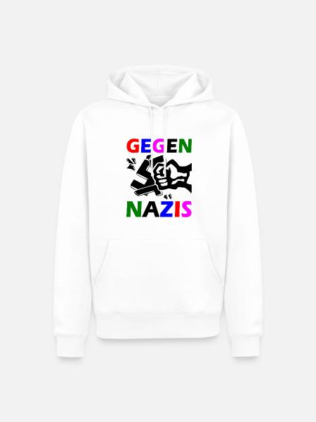 Gegen nazis - Männer Premium Bio Hoodie - Weiß
