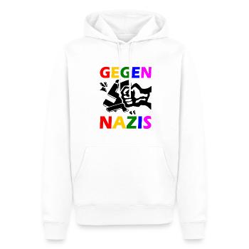 Gegen nazis - Männer Premium Bio Hoodie - Weiß - Vorne - Nico (187cm)